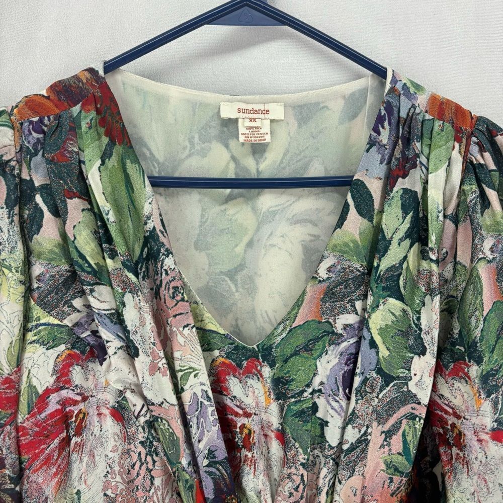 Sundance 100% Silk Sugarplum Garden Blouse Women’s XS Colorful Long Sleeve Top - Picture 9 of 11